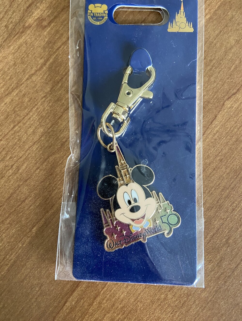 Disney Mickey Mouse Gold and Black 50th Anniversary Keychain